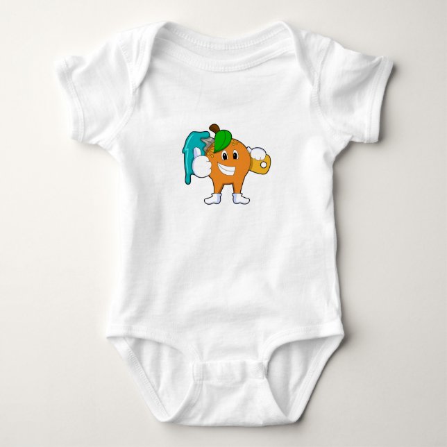 Orange als Maler mit Pinsel Baby Strampler (Vorderseite)