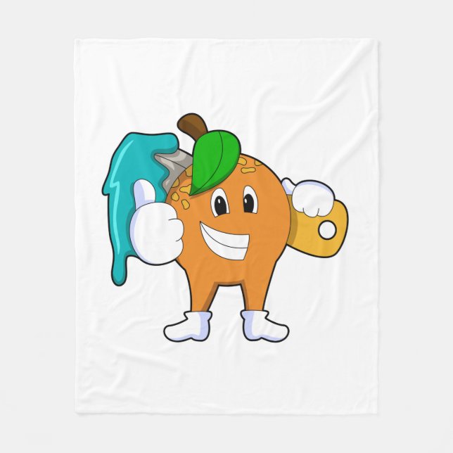 Orange als Maler mit Pinsel Fleecedecke (Vorderseite)
