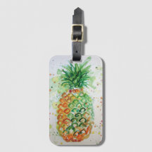 Orange Ananas Tropical Watercolor Gepäckstück Tag