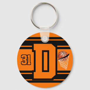 Orange and Black Basketball Letter and Number Schlüsselanhänger
