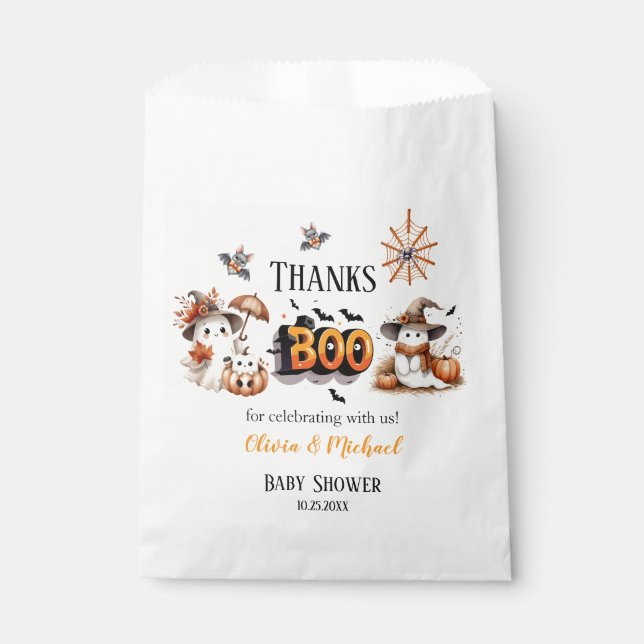 Orange and Black BOO Halloween Vielen Dank Geschenktütchen (Vorderseite)