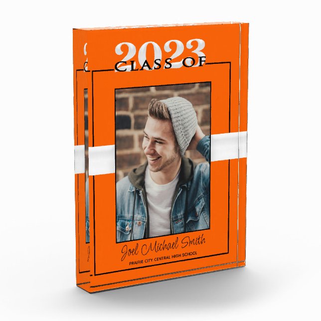 Orange and Black Class of 2023 Abschluss Keepake Fotoblock (Links)