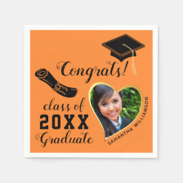 Orange and Black Class of 2025 Graduate Abschluss Serviette