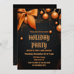 Orange and Black Holly Festive Holiday 2025 Party Einladung