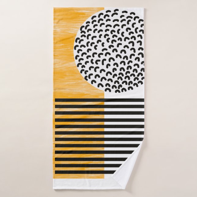 Orange and Black Mid Century Moderne Kunst  Badhandtuch Set (Badehandtuch)