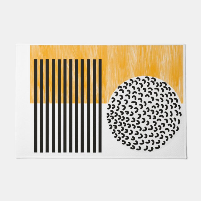 Orange and Black Mid Century Moderne Kunst  Fußmatte (Vorderseite)