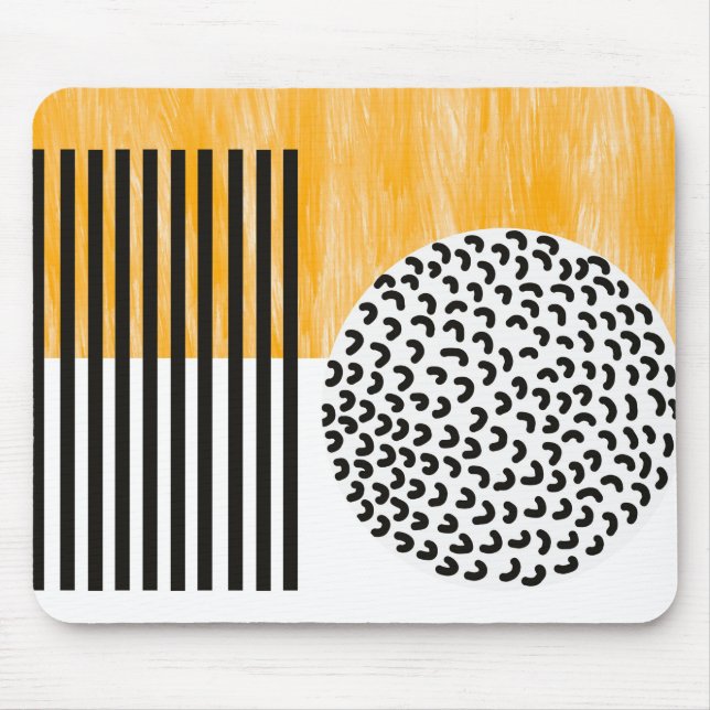 Orange and Black Mid Century Moderne Kunst Mousepad (Vorne)