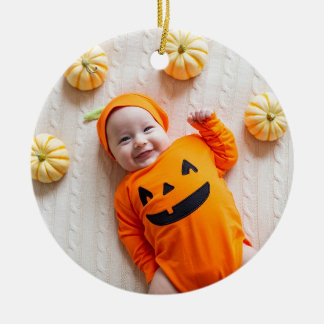 Orange and Black My First Halloween Foto Keramik Ornament (Vorne)