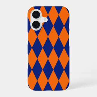 Orange and Blue Harlequin Checkered Design iPhone 16 Hülle