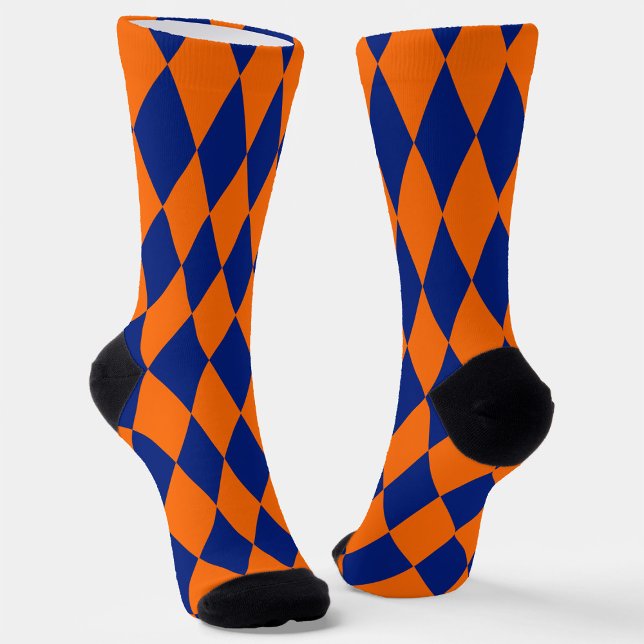 Orange and Blue Harlequin Checkered Design  Socken (Von Creator hochgeladen)