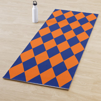 Orange and Blue Harlequin Checkered Design Yogamatte