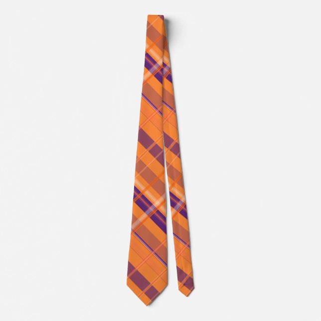 Orange and Blue Pläd Tie Krawatte (Vorderseite)