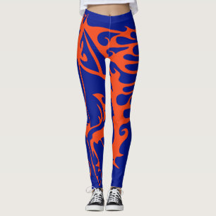 Orange and Blue Pony Horse Stallion Steed Lineart Leggings