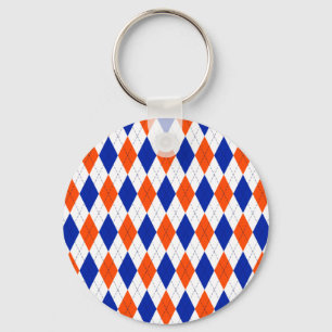 Orange and Blue Preppy Diamond Argyle Pattern Schlüsselanhänger