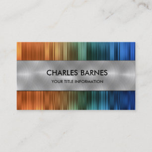 Orange and Blue Strip Steel Business Card Visitenkarte