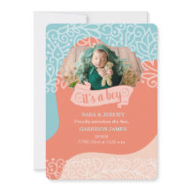 Orange and Blue Wave Es ist eine Geburtsankündigun