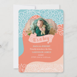 Orange and Blue Wave Es ist eine Geburtsankündigun Ankündigung