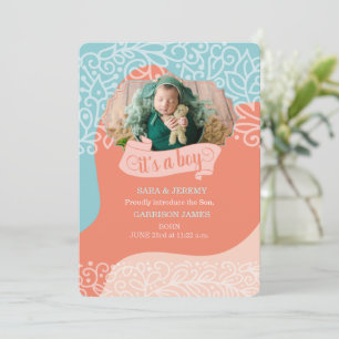 Orange and Blue Wave Es ist eine Geburtsankündigun Ankündigung