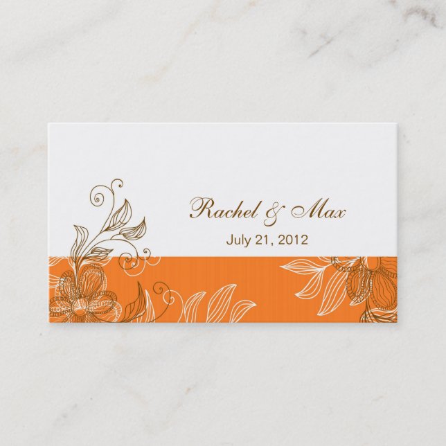 Orange and Brown Elegante Wedding Business Card Visitenkarte (Vorderseite)
