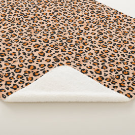 Orange and Brown Leopard Print Sherpadecke