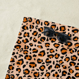 Orange and Brown Leopard Print Strandtuch