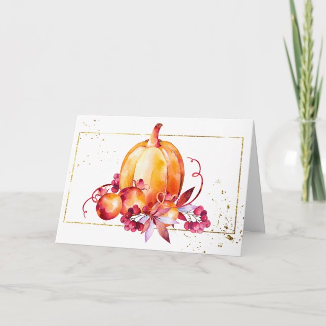 Orange and Burgundy Pumpkin Erntedank Card (Vorderseite)
