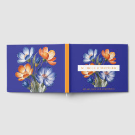 Orange and Cobalt Blue Floral Wedding Return  Gästebuch