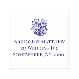 Orange and Cobalt Blue Floral Wedding Return  Permastempel