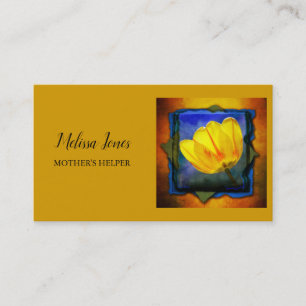Orange and Floral Mother's Helper Business Card Telefonnummerkarte