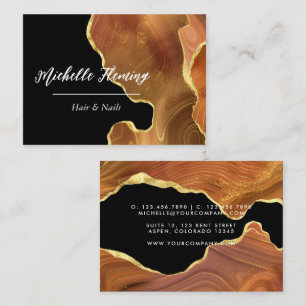 Orange and Gold Agate Square Business Card Visitenkarte