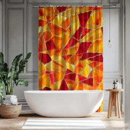 Orange and gold Stained Glass Mosaic Pattern Duschvorhang