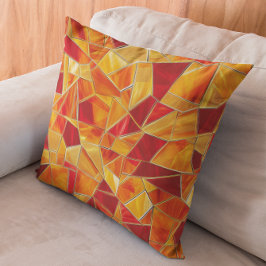 Orange and Gold Stained Glass Mosaic Pattern Kissen