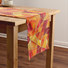 Orange and gold Stained Glass Mosaic Pattern Kurzer Tischläufer