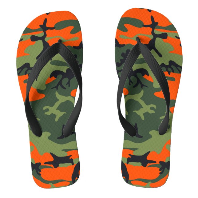 Orange and Green Camouflage, Militär, Armee Flip Flops (Fußbett)