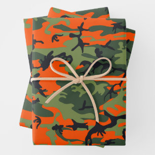 Orange and Green Camouflage, Militär, Armee Geschenkpapier Set