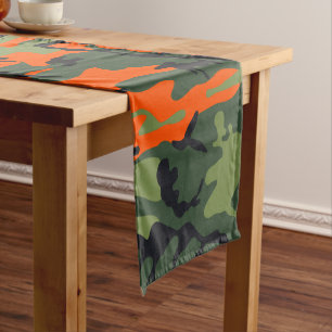 Orange and Green Camouflage, Militär, Armee Kurzer Tischläufer