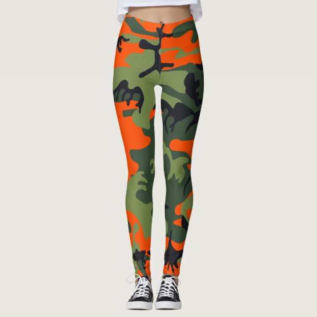 Orange and Green Camouflage, Militär, Armee Leggings (Vorderseite)