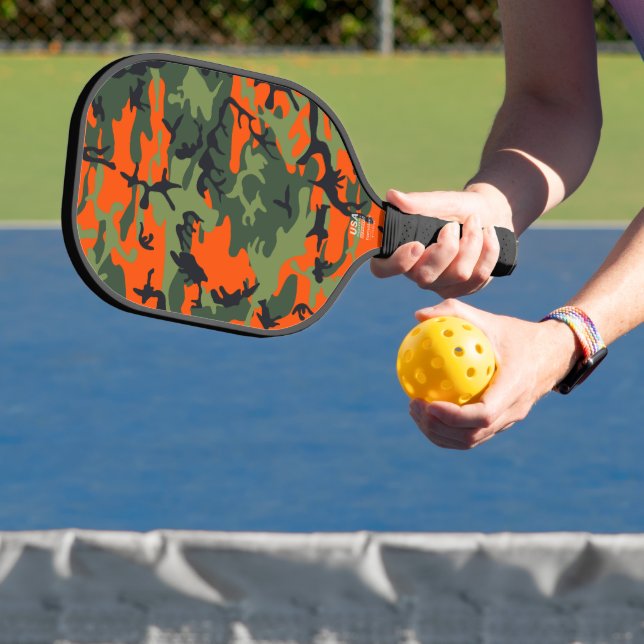 Orange and Green Camouflage, Militär, Armee Pickleball Schläger (InSitu)