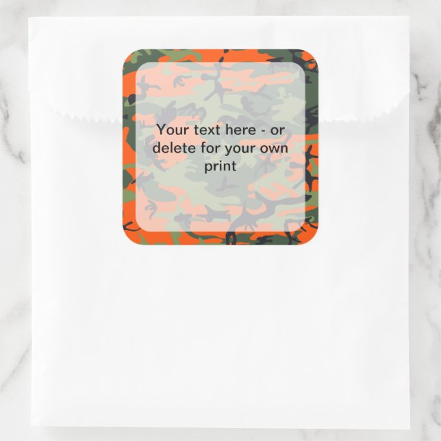 Orange and Green Camouflage, Militär, Armee Quadratischer Aufkleber (Tasche)