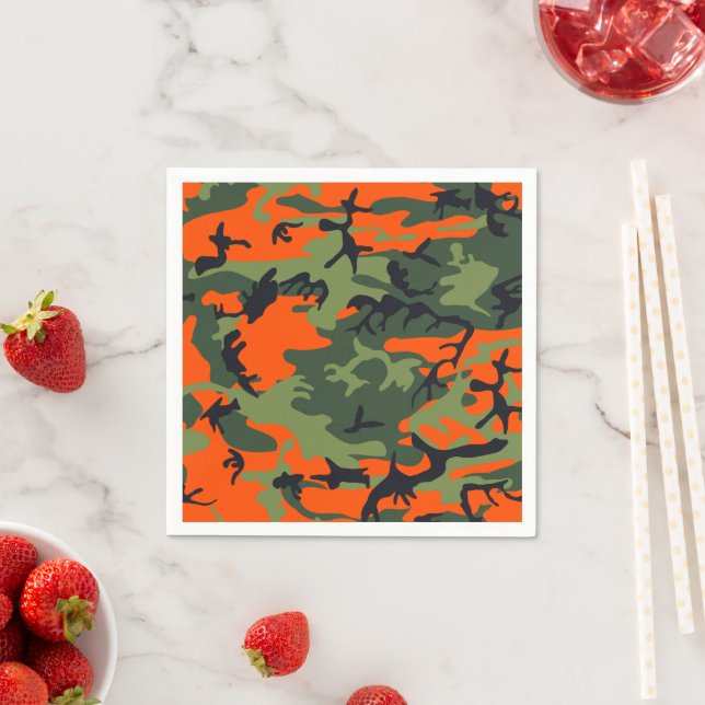 Orange and Green Camouflage, Militär, Armee Serviette (Beispiel)