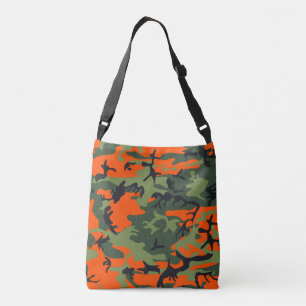 Orange and Green Camouflage, Militär, Armee Tragetaschen Mit Langen Trägern