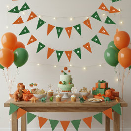 Orange And Green Happy Birthday Wimpelkette