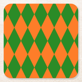 Orange and Green Harlequin Checkered Design Rechteckiger Pappuntersetzer