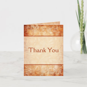 Orange and Ivory Floral Danke Note Card