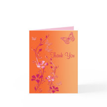 Orange and Pink Floral Danke Karte