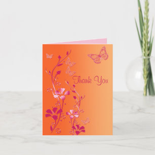 Orange and Pink Floral Danke Karte