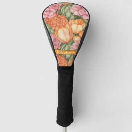 Orange and Pink Tulip Flowers Personalized Golf Headcover