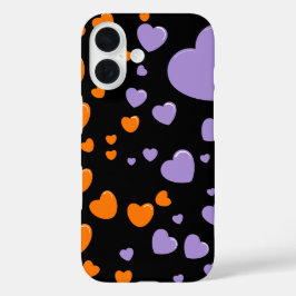orange and purple hearts polka dots iPhone 16 hülle