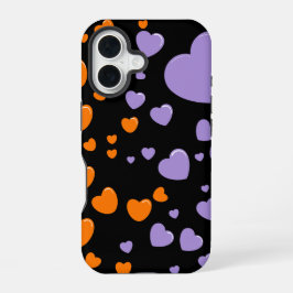 orange and purple hearts polka dots iPhone 16 hülle