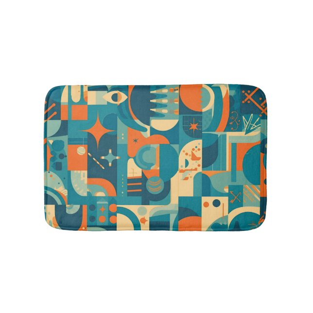 Orange and Teal Geometric Abstract Badematte (Vorderseite)